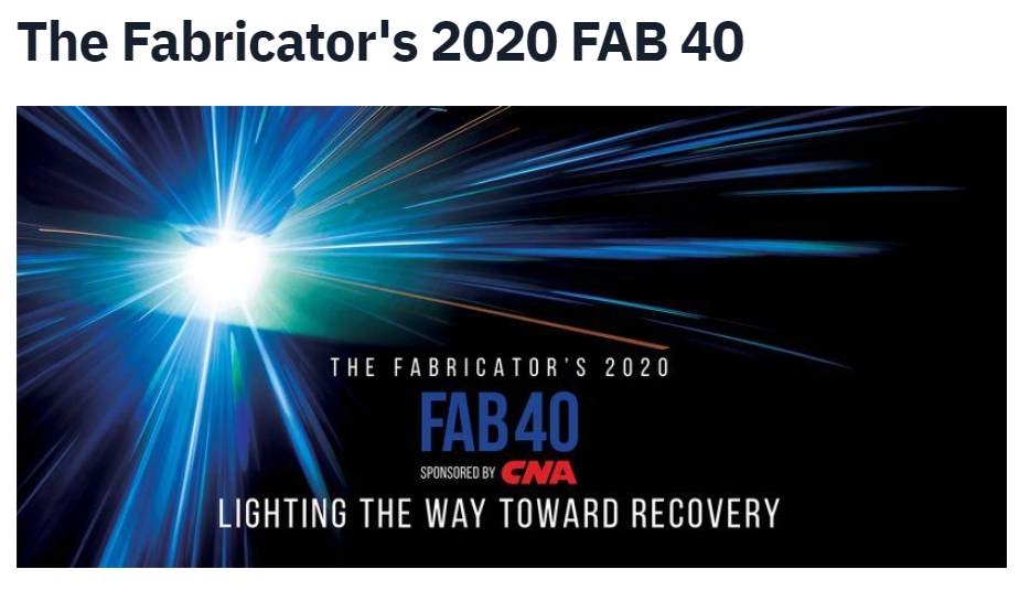 Again Larsen in The Fabricator’s 2020 FAB 40′